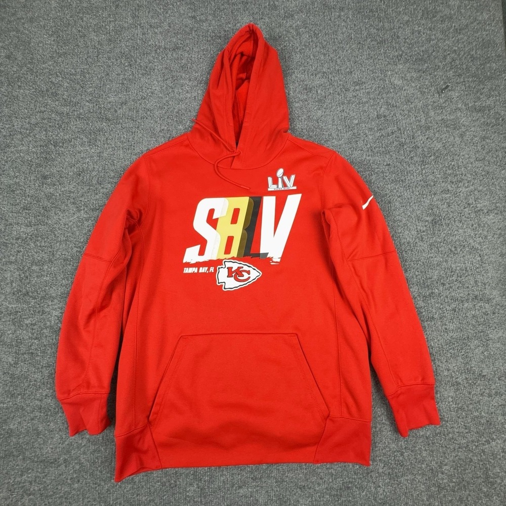 Kansas City Chiefs Hoodie Mens Medium Red‎ NFL Football Super Bowl LV Nike